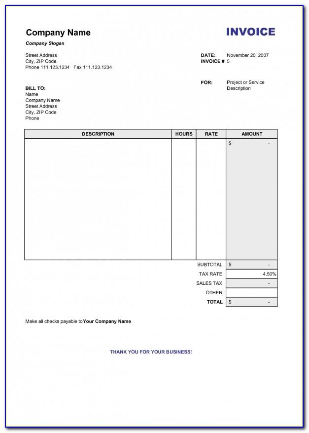 Tax Invoice Template Free Excel