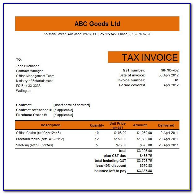 Tax Invoice Template Word Australia