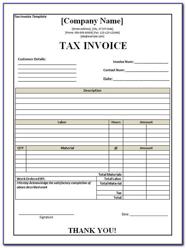 Tax Invoice Template Word Doc
