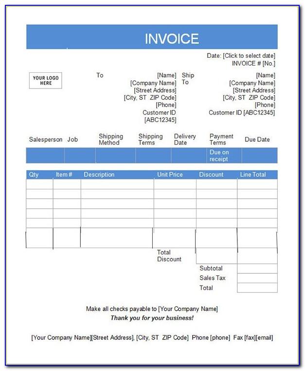 Tax Invoice Template Word Free