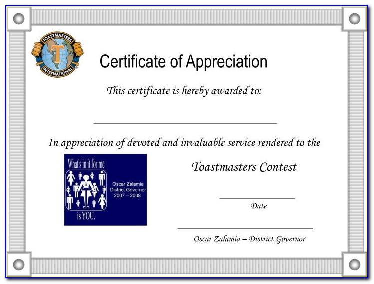Template Certificate Of Appreciation For Volunteering