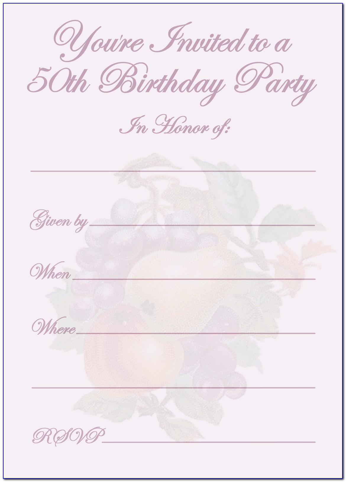 Template For 50th Birthday Invitations Free Printable