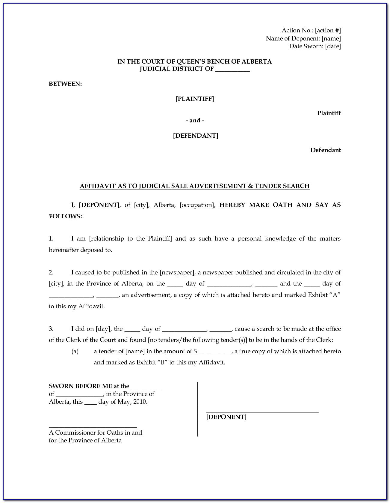 Template For An Affidavit In South Africa