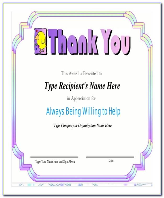 Template For Certificate Of Appreciation For Volunteers
