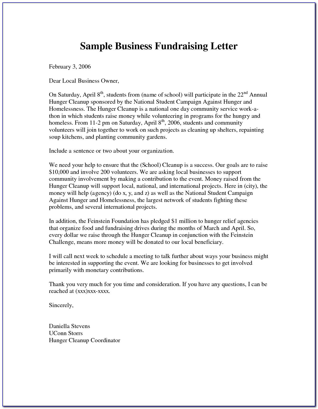 Template For Fundraising Letter