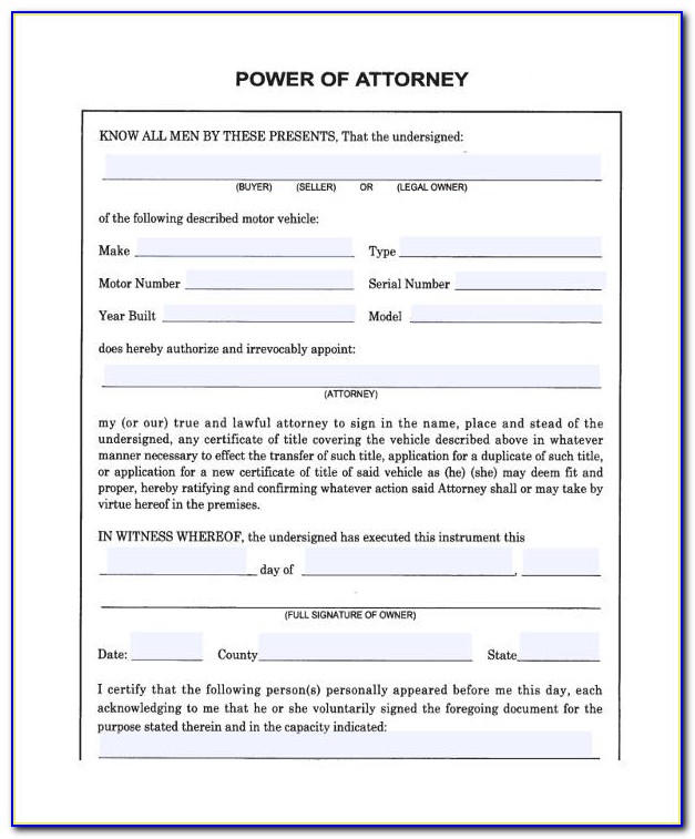 Template For Power Of Attorney Canada