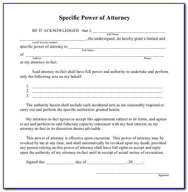 Template For Power Of Attorney India