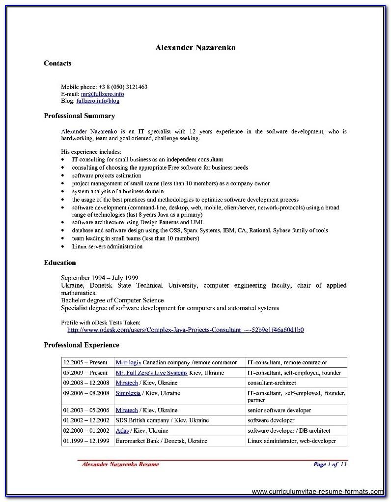 Template For Resume Microsoft Word 2007