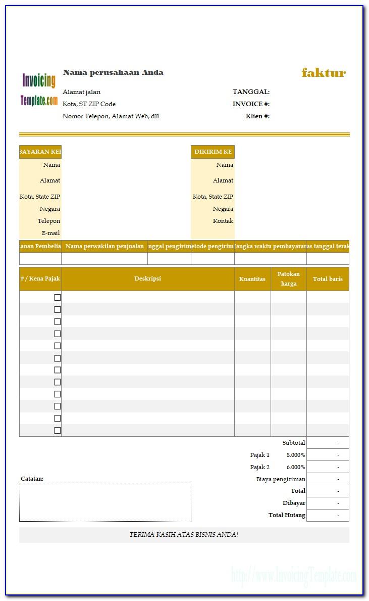Template Invoice Excel Indonesia