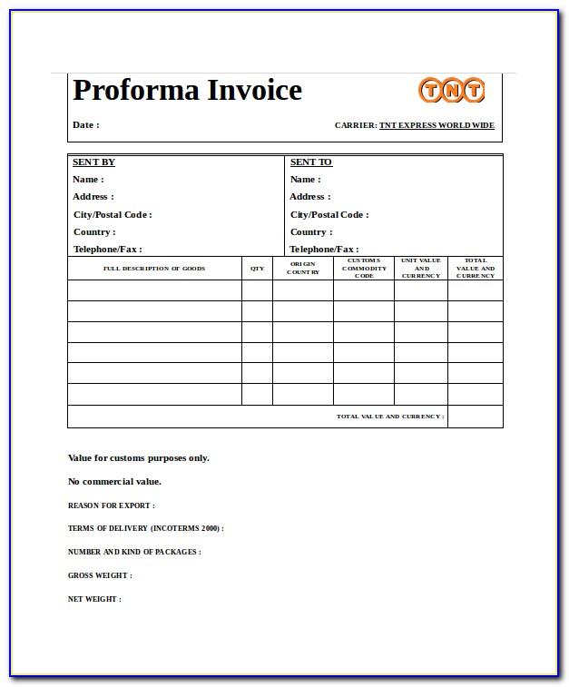 Template Of Proforma Invoice