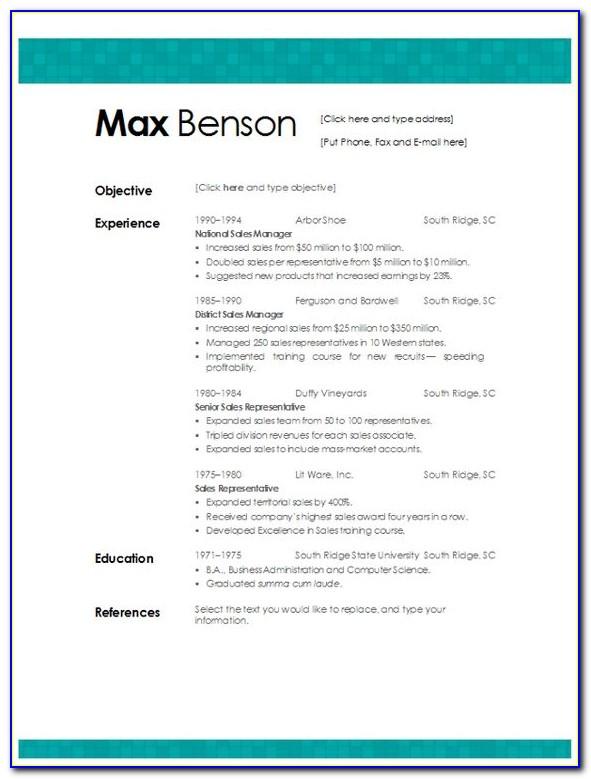 Template Resume Free Download Word