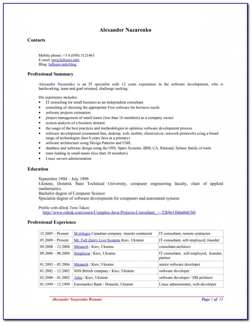 Template Resume Open Office