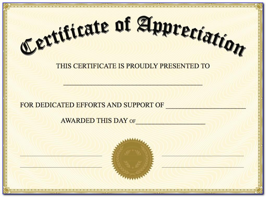 Templates For Certificates Of Appreciation