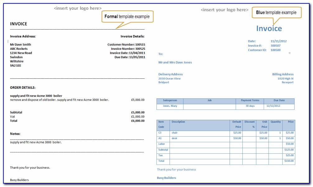 Templates For Invoices And Estimates