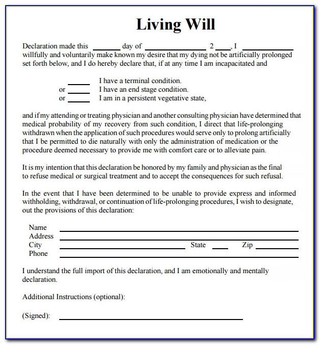 Templates For Living Wills