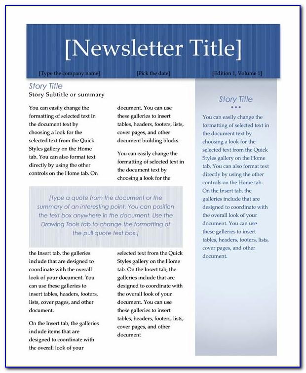 Templates For Newsletters In Word
