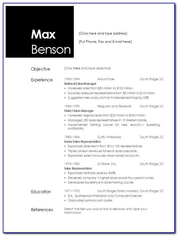 Templates For Resume Microsoft Word