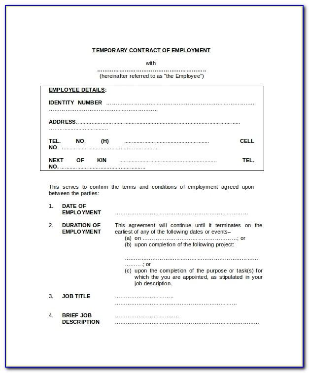 Temporary Employee Contract Form