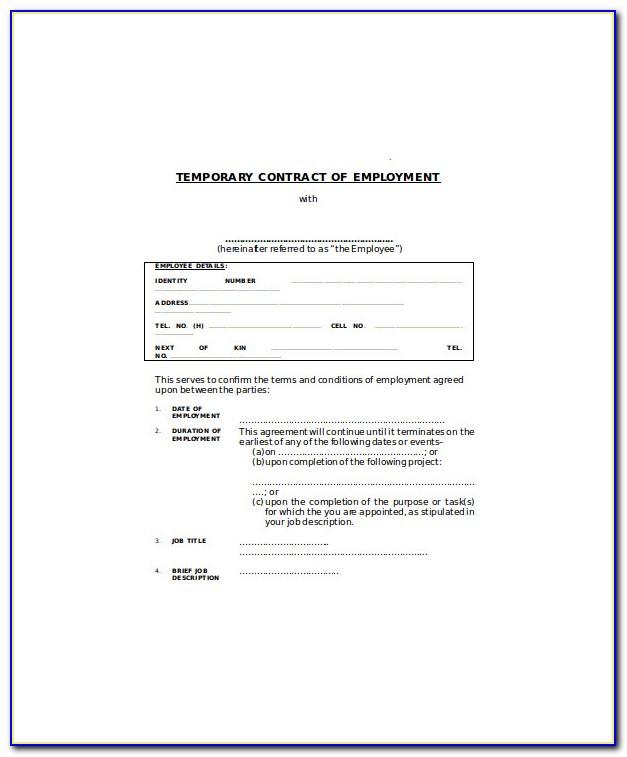 Temporary Employee Contract Samples