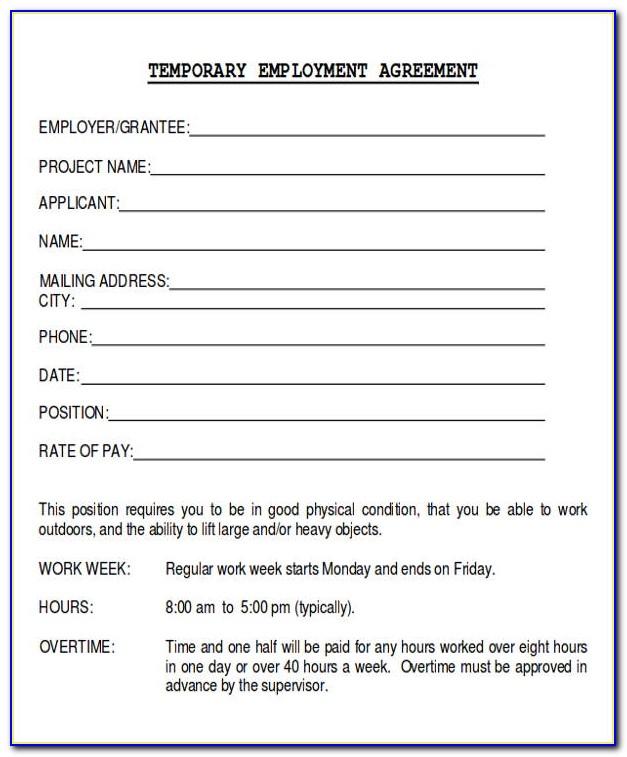 Temporary Employment Contract Template Free Download