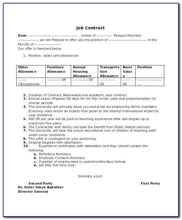 Temporary Employment Contract Template Malaysia