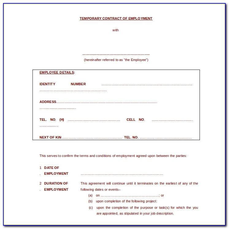 Temporary Employment Contract Template Singapore