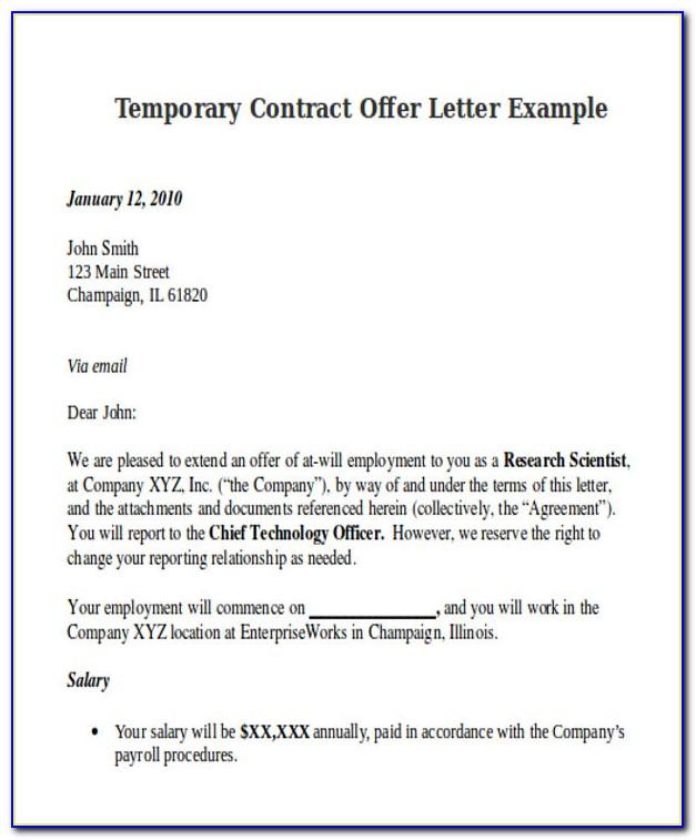 Temporary Job Contract Letter