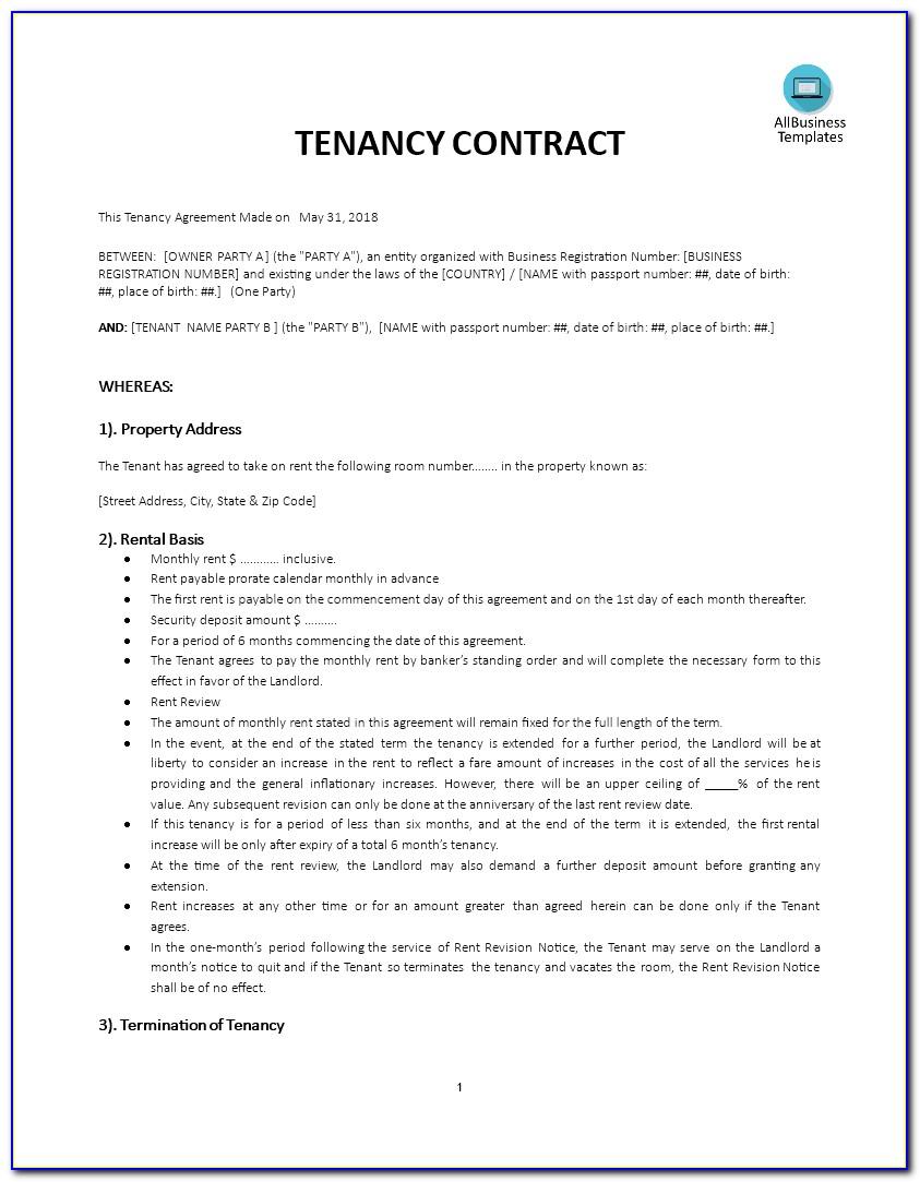 Tenancy Agreement Contract Forms