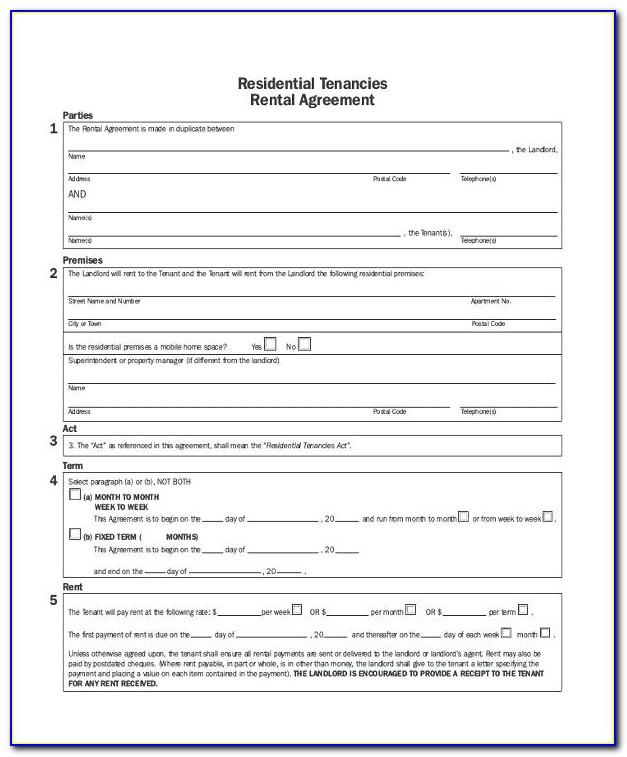 Tenancy Agreement Form Template Free
