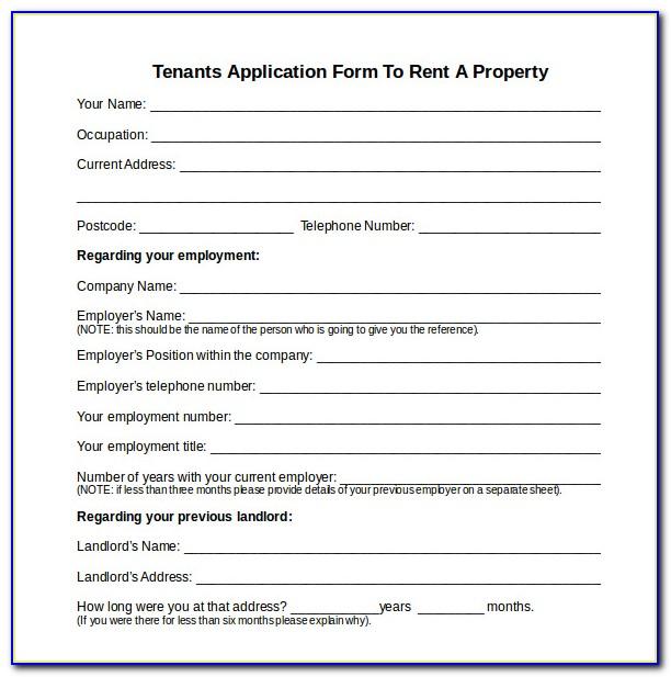 Tenancy Application Form Template Australia
