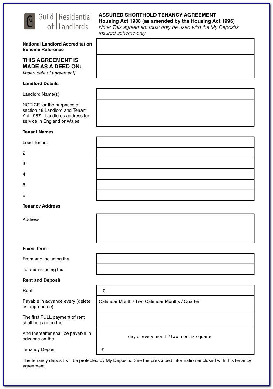 Tenancy Application Form Template Uk
