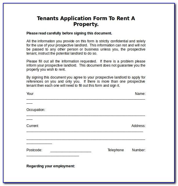 Tenant Application Form Template Canada