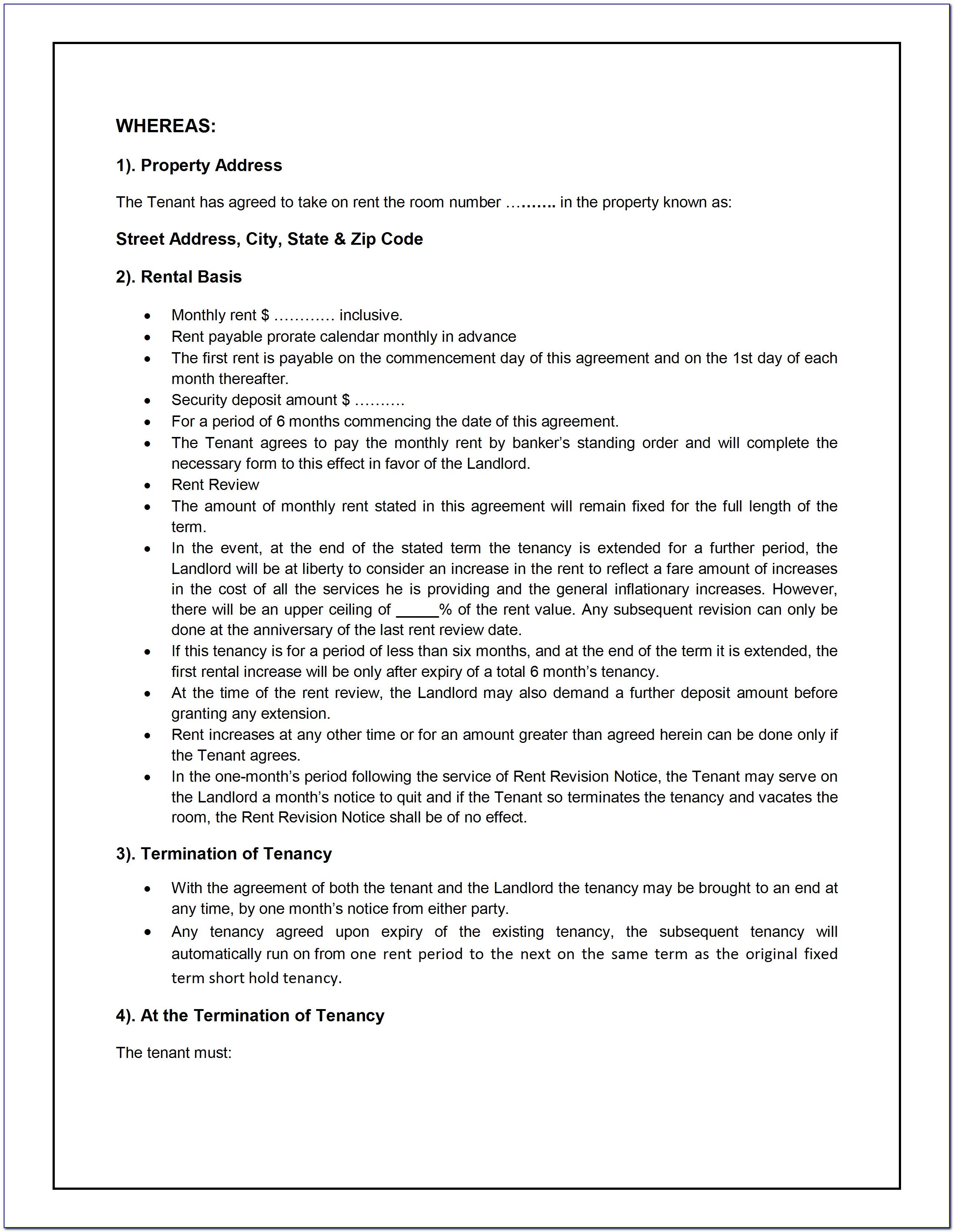 Tenant Contract Form Template