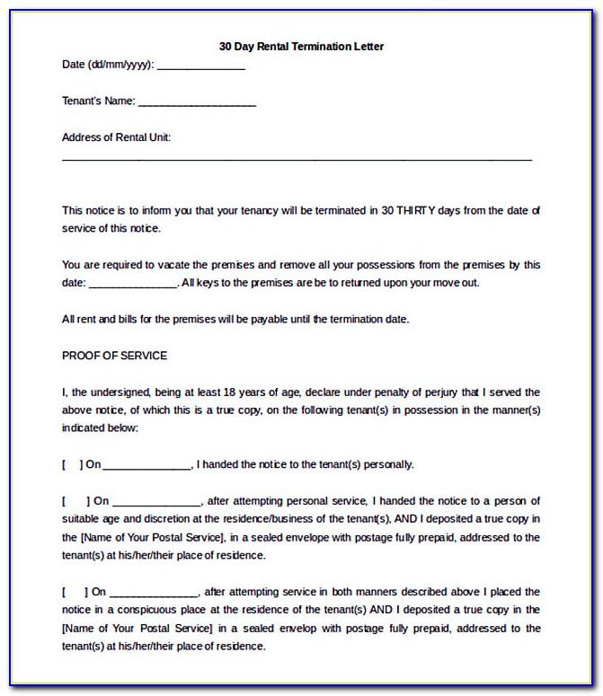 Termination Of Agreement Letter Template Free