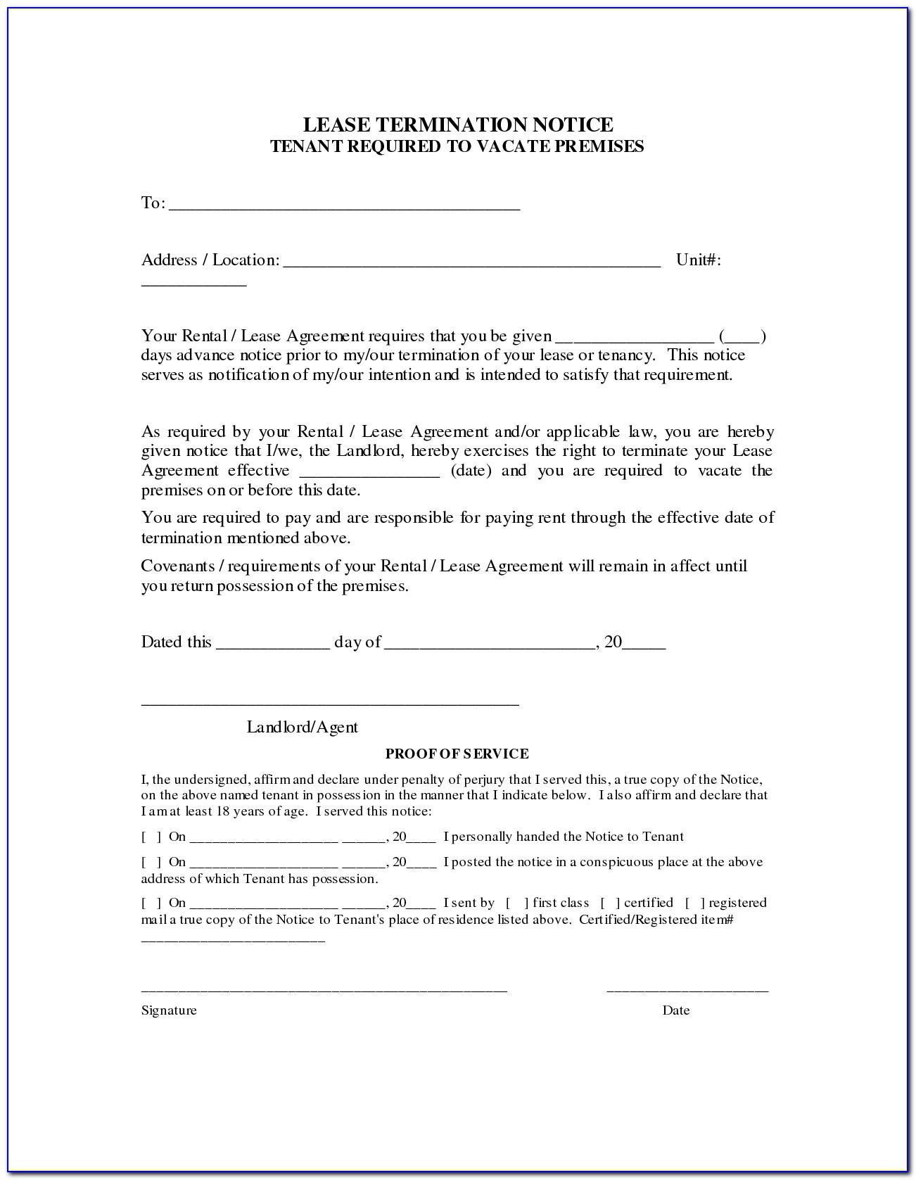 Termination Of Lease Agreement Forms In India
