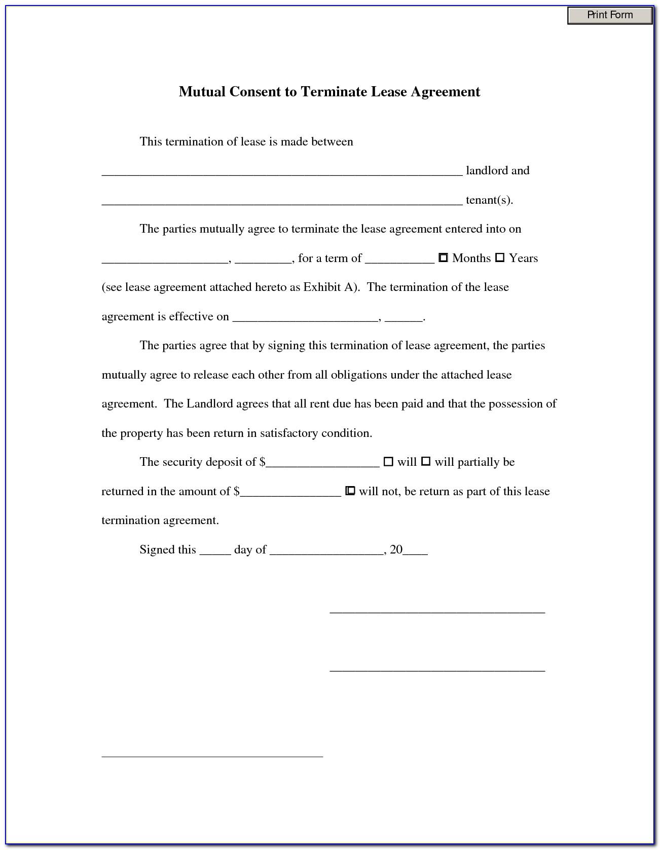 Termination Of Lease Agreement Sample