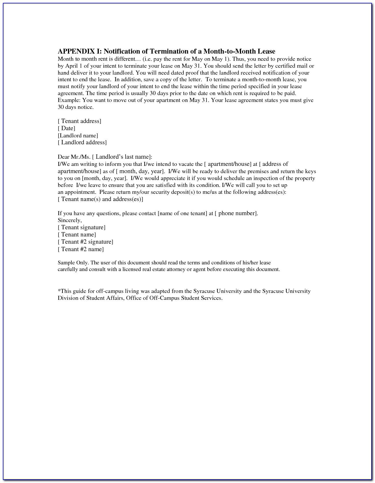 Termination Of Tenancy Agreement Template