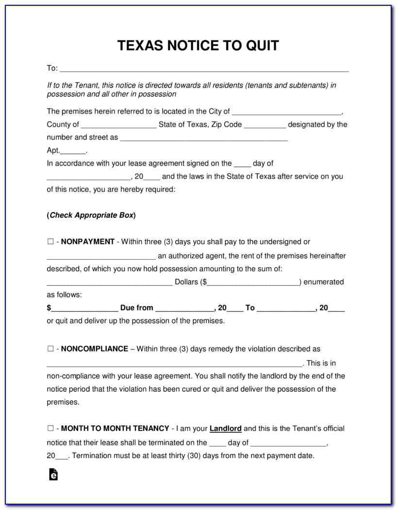 Texas 3 Day Eviction Notice Form Pdf