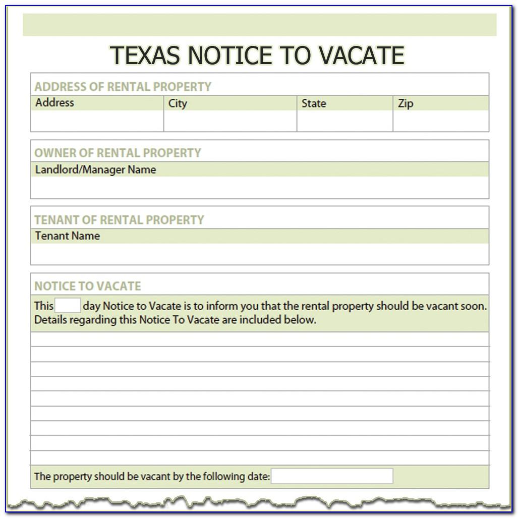 Texas Tenant Notice To Vacate Form