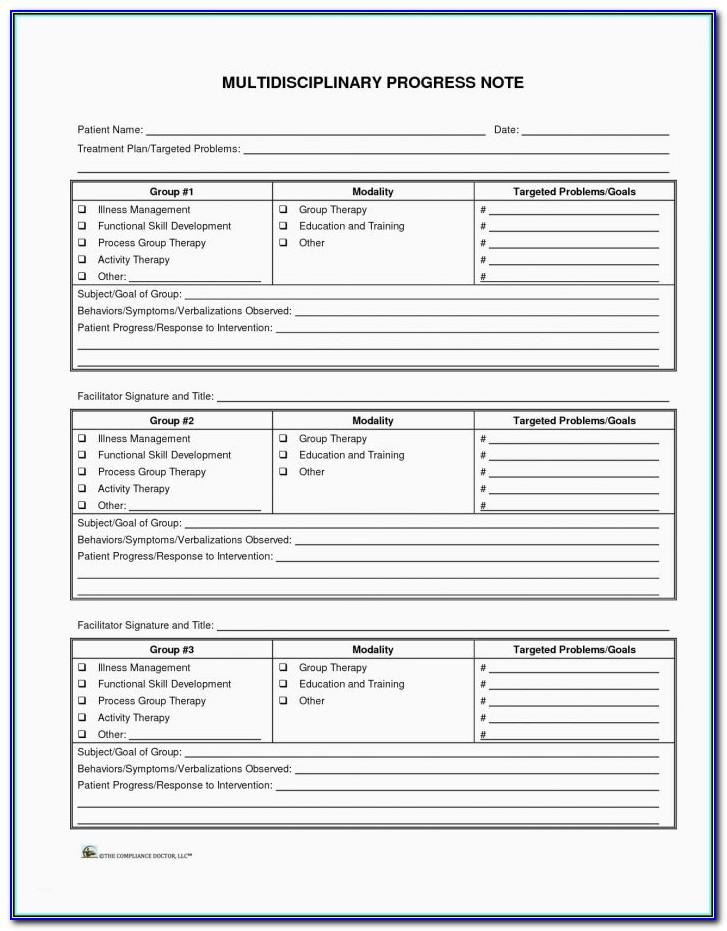 Therapy Progress Note Form