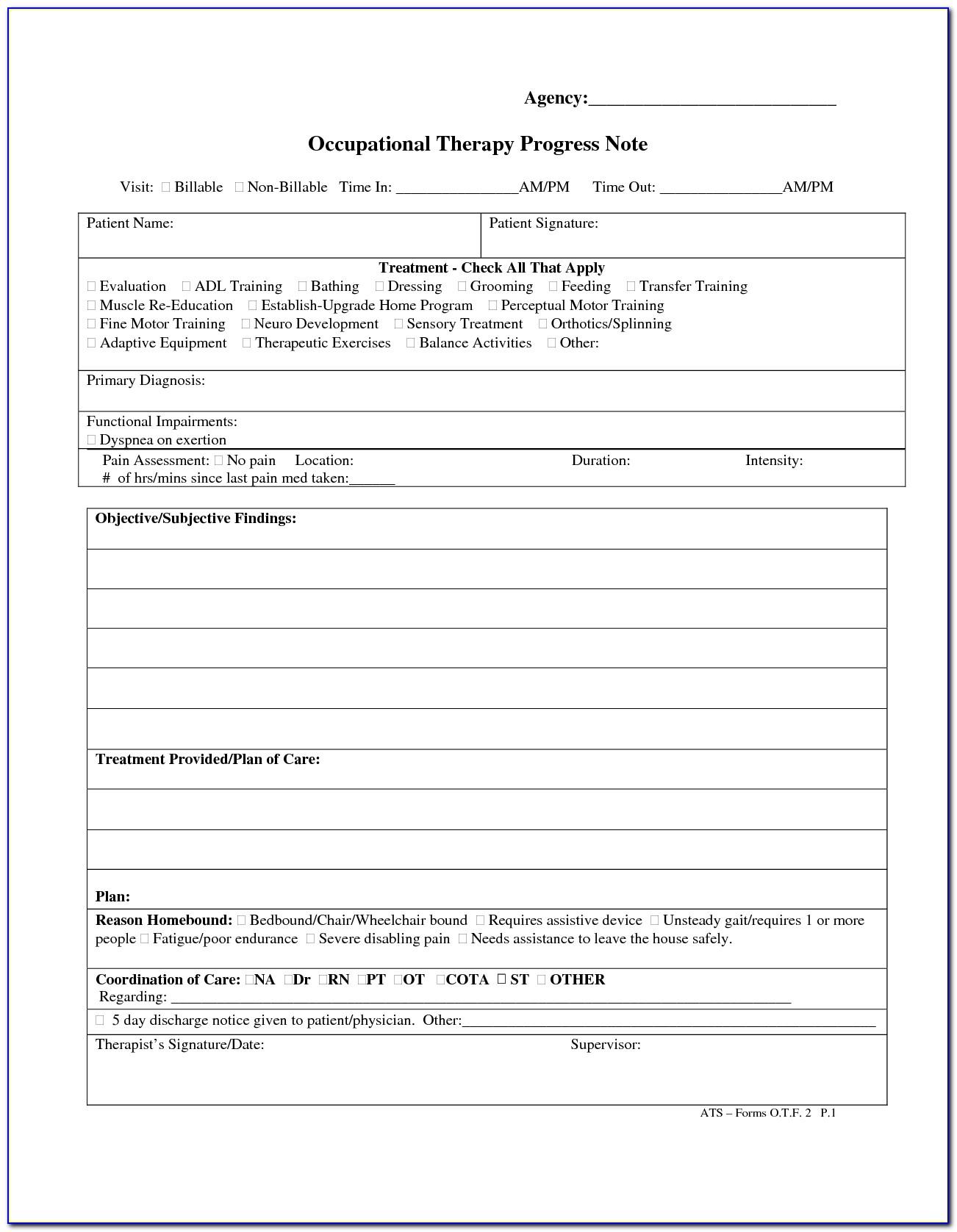 Therapy Progress Notes Template Pdf