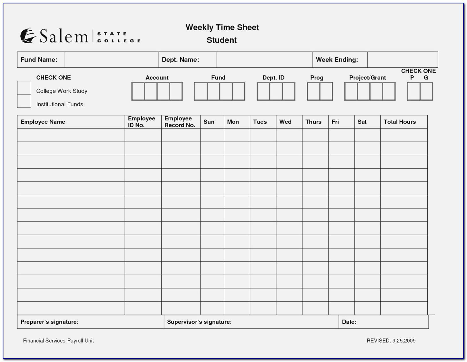 Time Management Excel Sheet Template