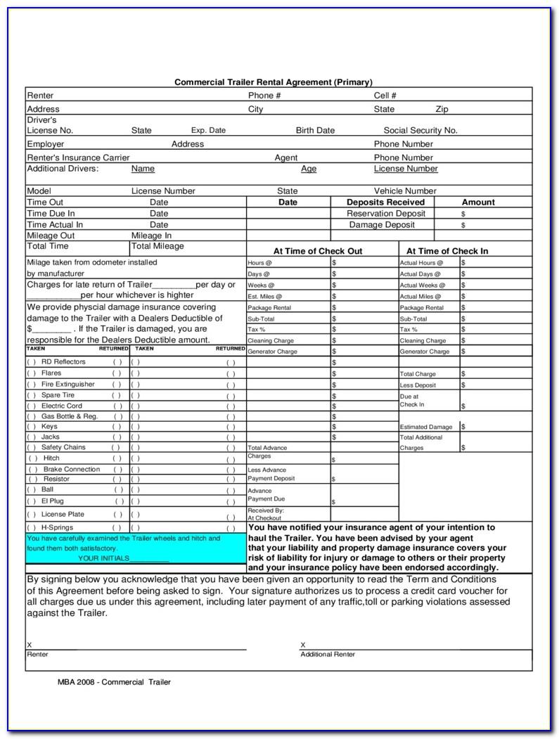 Tractor Trailer Lease Agreement Form
