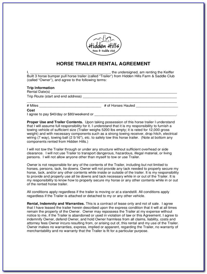 Trailer Hire Agreement Form