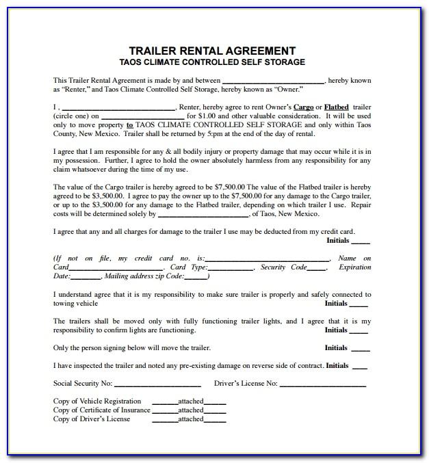 Trailer Lease Agreement Sample