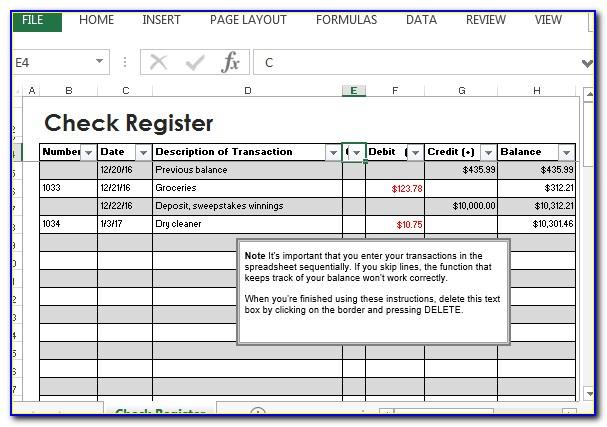 Transaction Register Template Excel