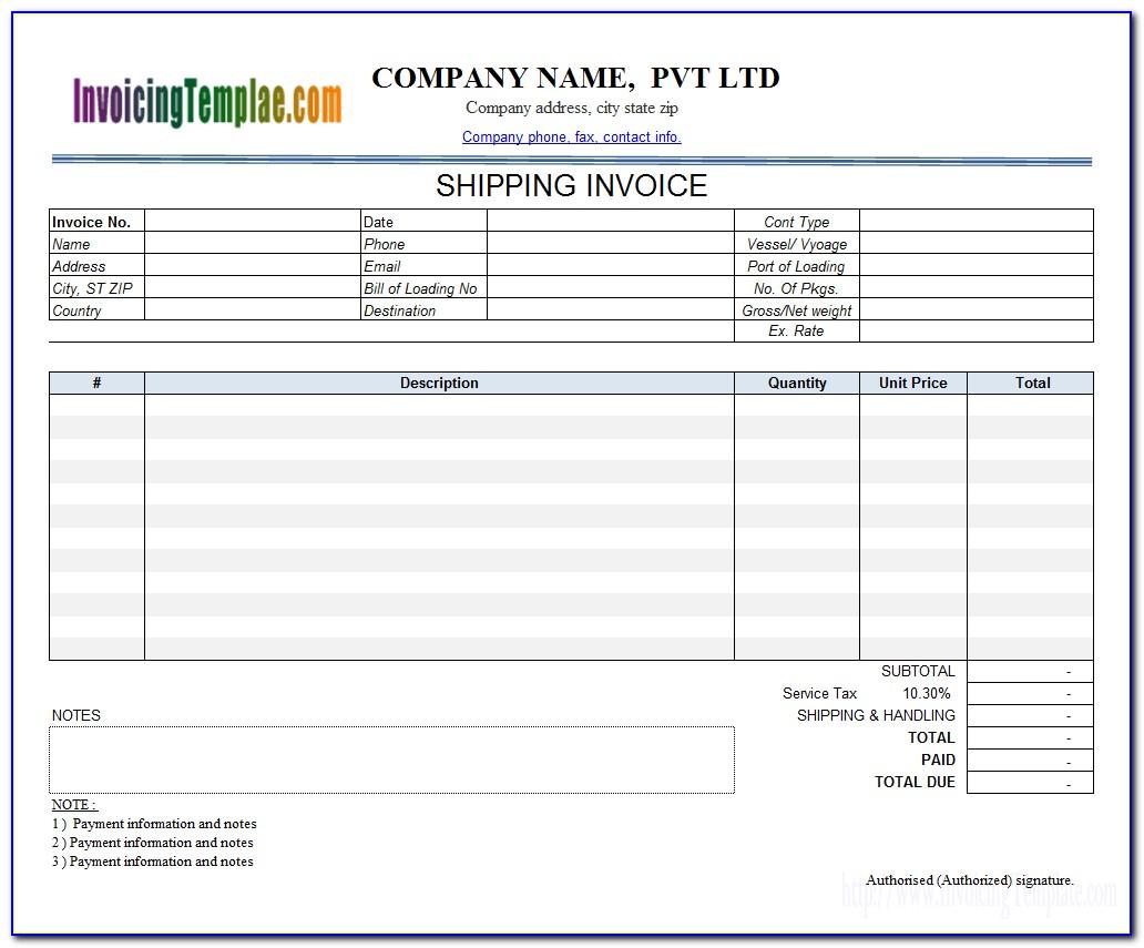 Transport Invoice Format In Excel