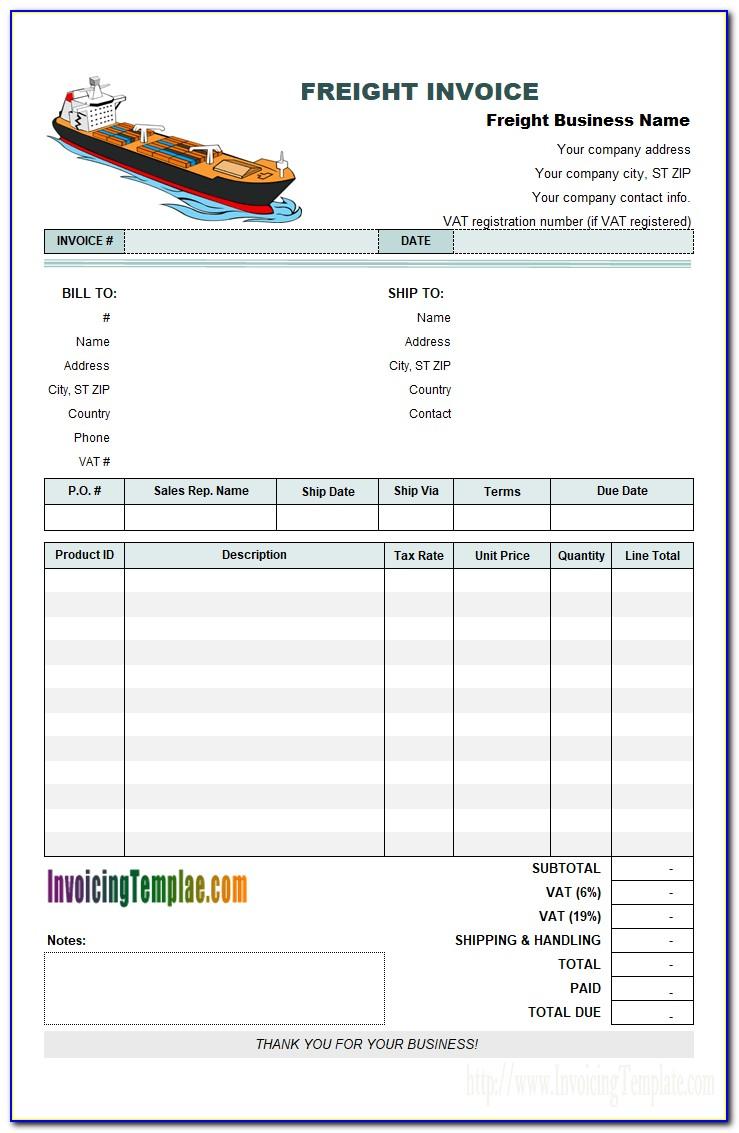 Transport Invoice Template Excel