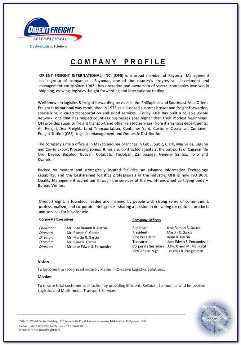 Travel Agent Company Profile Sample