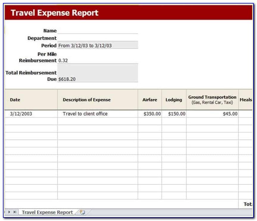 Travel Expense Claim Form Template Excel